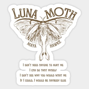 MAYA HAWKE'S LUNA MOTH LYRICS ART Sticker